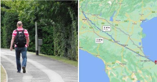 Cet Italien parcourt 450 kilomètres pour se changer les idées après une dispute avec sa femme